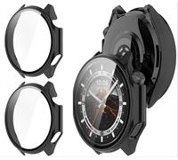 GIOPUEY Funda Compatible con OnePlus Watch 3, [2 Pack] Protector de Pantalla + Bastidor rígido, Protección Total del Paquete - Black+Black