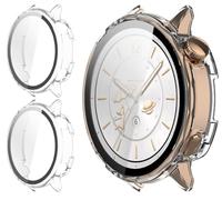 GIOPUEY Funda Compatible con OnePlus Watch 3 43mm, [2 Pack] Protector de Pantalla + Bastidor rígido, Protección Total del Paquete - Transparent+Transparent