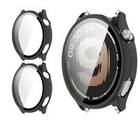 GIOPUEY Funda Compatible con OnePlus Watch Lite, [2 Pack] Protector de Pantalla + Bastidor rígido, Protección Total del Paquete - Black+Black