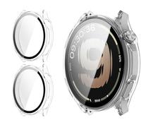 GIOPUEY Funda Compatible con OnePlus Watch Lite, [2 Pack] Protector de Pantalla + Bastidor rígido, Protección Total del Paquete - Transparent+Transparent