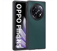 GIOPUEY Funda Compatible con OPPO Find N5, Cuero PU + PC Duro Carcasa, Textura de Cuero Especial Case, Anti-Huella Digital, Anti-Arañazos - Green
