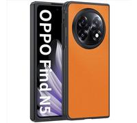 GIOPUEY Funda Compatible con OPPO Find N5, Cuero PU + PC Duro Carcasa, Textura de Cuero Especial Case, Anti-Huella Digital, Anti-Arañazos - Orange