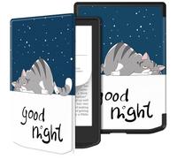 GIOPUEY Funda Compatible con Pocketbook Fresco/Fresco Pro/Fresh Pro Color, Flip Cover Soft Silicone Backback, Textura Piel - Gato