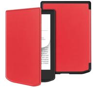 GIOPUEY Funda Compatible con Pocketbook Fresh / Fresh Pro/Verse Pro Color Flip Case Carcasa trasera de silicona suave, textura de piel, rojo