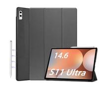GIOPUEY Funda Compatible con Samsung Galaxy Tab S11 Ultra 14.6 2025, Piel Carcasas, Plegable Funda con Soporte, Protección 360° - Gris