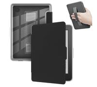 GIOPUEY Funda Compatible con Tolino Shine Color/Shine 4/5, Flip Piel Carcasas, con Correa de Mano, Carcasa Trasera Transparente de PC TPU - Black