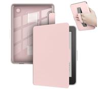 GIOPUEY Funda Compatible con Tolino Shine Color/Shine 4/5, Flip Piel Carcasas, con Correa de Mano, Carcasa Trasera Transparente de PC TPU - Pink