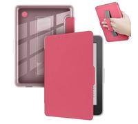 GIOPUEY Funda Compatible con Tolino Shine Color/Shine 4/5, Flip Piel Carcasas, con Correa de Mano, Carcasa Trasera Transparente de PC TPU - Rose Red