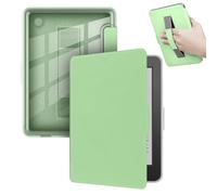 GIOPUEY Funda Compatible con Tolino Shine Color/Shine 4/5, Flip Piel Carcasas, con Correa de Mano, Carcasa Trasera Transparente de PC TPU - Green