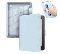 GIOPUEY Funda Compatible con Tolino Shine Color/Shine 4/5, Flip Piel Carcasas, con Correa de Mano, Carcasa Trasera Transparente de PC TPU - Blue