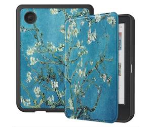 GIOPUEY Funda Compatible con Tolino Shine Color/Shine 5 2024, Piel Carcasas, PU Piel + Suave TPU Case, Auto Sleep/Wake, Protección 360° Cover - Flores