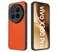 GIOPUEY Funda Compatible con Vivo X300 Pro, Cuero PU + PC Duro Carcasa, Textura de Cuero Especial Case, Anti-Huella Digital, Anti-Arañazos - Orange