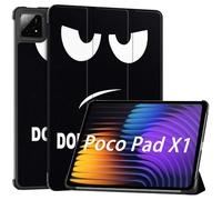 GIOPUEY Funda Compatible con Xiaomi Poco Pad X1 11.2, Piel Carcasas, Plegable Funda con Soporte, Protección 360° - Don`T Touch ME