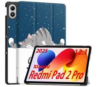 GIOPUEY Funda Compatible con Xiaomi Redmi Pad 2 Pro 12.1 2025, Piel Carcasas, Plegable Funda con Soporte, Protección 360° - Cat