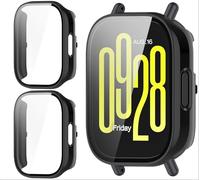 GIOPUEY Funda Compatible con Xiaomi Redmi Watch 5 Active, [2 Pack] Protector de Pantalla + Bastidor rígido, Protección Total del Paquete - Black+Black
