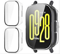 GIOPUEY Funda Compatible con Xiaomi Redmi Watch 5 Lite, [2 Pack] Protector de Pantalla + Bastidor rígido, Protección Total del Paquete - Transparent+Transparent