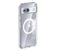 GIOPUEY Funda Magnética para Google Pixel 8A, Compatible con MagSafe, Carcasa Dura de Transparente PC + TPU Suave Case Cover - Clear