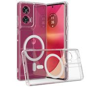 GIOPUEY Funda Magnética para Motorola Edge 50 Pro, Compatible con MagSafe, Carcasa Dura de Transparente PC + TPU Suave Case Cover - Clear