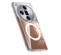 GIOPUEY Funda Magnética para OPPO Find X7 Ultra, Compatible con MagSafe, Carcasa Dura de Transparente PC + TPU Suave Case Cover - Clear