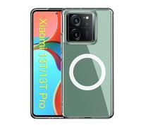 GIOPUEY Funda Magnética para Xiaomi 13T/Xiaomi 13T Pro, Compatible con MagSafe, Carcasa Dura de Transparente PC + TPU Suave Case Cover - Clear