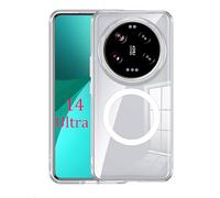 GIOPUEY Funda Magnética para Xiaomi 14 Ultra, Compatible con MagSafe, Carcasa Dura de Transparente PC + TPU Suave Case Cover - Clear