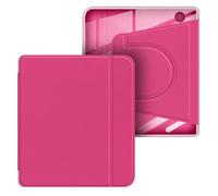 GIOPUEY Funda para Kobo Libra Colour/Kobo Libra 2, Case Giratoria de 360 Grados Diseño Magnético Desmontable, Cubierta Protectora Ajustable, Parte Trasera Transparente - Rose Red