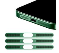 GIOPUEY Mesh Anti Dust Metal Sticker for iPhone 13 Mini, 3 Pack Integrated Protective Speaker and Charging Port - Green