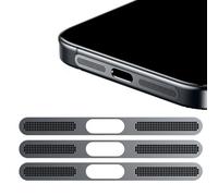 GIOPUEY Mesh Anti Dust Metal Sticker for iPhone 14 Pro MAX, 3 Pack Integrated Protective Speaker and Charging Port - Black