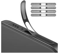 GIOPUEY Mesh Anti Dust Metal Sticker for iPhone 17 Pro, 4 Pack Integrated Protective Speaker and Charging Port - Black