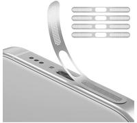 GIOPUEY Mesh Anti Dust Metal Sticker for iPhone 17 Pro, 4 Pack Integrated Protective Speaker and Charging Port - Silver