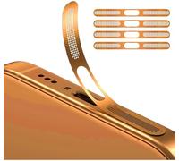 GIOPUEY Mesh Anti Dust Metal Sticker for iPhone 17 Pro, 4 Pack Integrated Protective Speaker and Charging Port - Orange