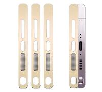 GIOPUEY Mesh Anti Dust Metal Sticker for Samsung Galaxy S23 Ultra, 3 Pack Integrated Protective Speaker and Charging Port - Gold