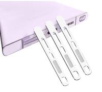 GIOPUEY Mesh Anti Dust Metal Sticker for Samsung Galaxy S24 Ultra, 3 Pack Integrated Protective Speaker and Charging Port - Silver