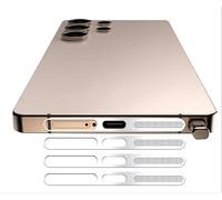 GIOPUEY Mesh Anti Dust Metal Sticker for Samsung Galaxy S25 Ultra, 3 Pack Integrated Protective Speaker and Charging Port - Silver