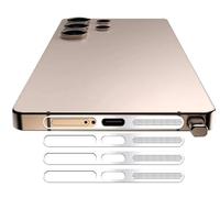 GIOPUEY Mesh Anti Dust Metal Sticker for Samsung Galaxy S26, 3 Pack Integrated Protective Speaker and Charging Port - Silver