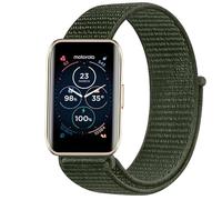 GIOPUEY Nylon Correas Compatible con Motorola Moto Watch 40, 18mm Transpirable Sport Correa Loop Deportiva de Nylon Trenzado, Mujer Hombres - Green