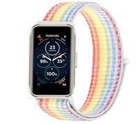 GIOPUEY Nylon Correas Compatible con Motorola Moto Watch 40, 18mm Transpirable Sport Correa Loop Deportiva de Nylon Trenzado, Mujer Hombres - Colorful