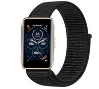 GIOPUEY Nylon Correas Compatible con Motorola Moto Watch 40, 18mm Transpirable Sport Correa Loop Deportiva de Nylon Trenzado, Mujer Hombres - Black