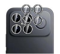 GIOPUEY [Protección Integral Protector de Lente de Cámara Compatible con Poco F8 Ultra, [Doble Protección] Metal + Vidrio Templado, Protector de Cámara - Black Diamond Bling