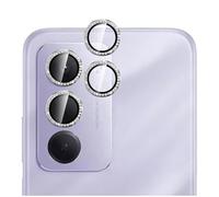 GIOPUEY [Protección Integral Protector de Lente de Cámara Compatible con Redmi 15 5G, [Doble Protección] Metal + Vidrio Templado, Protector de Cámara - Silver Diamond Bling