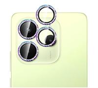 GIOPUEY [Protección Integral Protector de Lente de Cámara Compatible con Redmi Note 14 4G, [Doble Protección] Metal + Vidrio Templado, Protector de Cámara - Colorful Diamond Bling