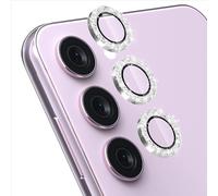 GIOPUEY [Protección Integral Protector de Lente de Cámara Compatible con Samsung Galaxy A16, [Doble Protección] Metal + Vidrio Templado, Protector de Cámara - Glitter Silver