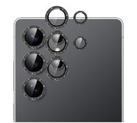 GIOPUEY [Protección Integral Protector de Lente de Cámara Compatible con Samsung Galaxy S26 Ultra, [Doble Protección] Metal + Vidrio Templado, Protector de Cámara - Black Glitter Bling