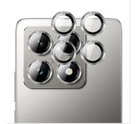 GIOPUEY [Protección Integral Protector de Lente de Cámara Compatible con Xiaomi 14T, [Doble Protección] Metal + Vidrio Templado, Protector de Cámara - Silver