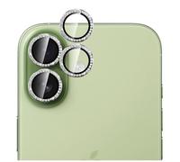 GIOPUEY Protector de Lente de Cámara Compatible con iPhone 17, Diamante de Cristal, Brillante, Vidrio Templado HD [Doble Protección] Protector de Cámara - Silver