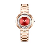 Giordano Dancing Diamonds Collection - Reloj analógico para mujer con elegante pulsera de acero inoxidable y mecanismo de 3 manecillas, rosso, Reloj analógico