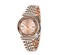Giordano Elegante reloj de pulsera analógico con tachuelas de diamante para mujer con elegante cristal de corte de diamante y correa de acero inoxidable recubierta de vidrio - GZ-60084, oro rosa
