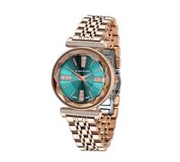 Giordano Elegante reloj de pulsera analógico con tachuelas de diamante para mujer con elegante cristal de corte de diamante y correa de acero inoxidable recubierta de vidrio - GZ-60084, verde, Clásico