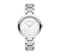 Giordano Eleganza Collection A2037 - Reloj analógico para mujer con variante de color y correa de metal con tachuelas de cristal para complementar tu aspecto, regalo para mujer, Esfera: Whilte Correa: