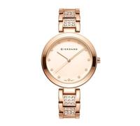 Giordano Eleganza Collection A2037 - Reloj analógico para mujer con variante de color y correa de metal con tachuelas de cristal para complementar tu aspecto, regalo para mujer, Esfera: Oro Rosa